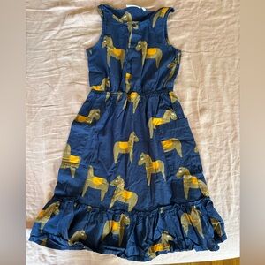 Mini Rodini - Sleeveless Horse Print Dress - Blue and Yellow